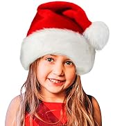 Santa Hat,Xmas Holiday Hat for Kids,Unisex Velvet Comfort Christmas Hats Extra Thicken Classic Fu...