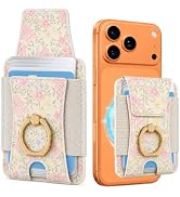 Obbii Magnetic Card Holder Wallet with Privacy Flap,Detachable (Floral) | Obbii for MagSafe Walle...