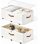 KitHero 60L Large Under Bed Storage with Wheels Pack of 2, Underbed Shoe Container Bin with Clear...