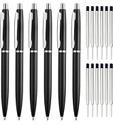 ChaoQ 6 Pcs Retractable Metal Ballpoint Pens, for Gift, Business, Office, 1.0mm Medium Point Blac...