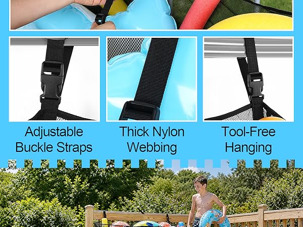 58x31.5x13in Large Hanging Pool Toy Storage Mesh Net