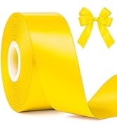 Fullive 1 1/2 Inch Yellow Ribbon, 30 Yards Ribbons for Crafts, Polyester Satin Ribbon for Gift Wr...
