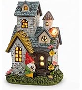 ASAMASA Solar Garden Gnome House Figurine Light, Fairy Tale Inspired Resin Outdoor Decor, Funny G...