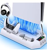 PS5 Stand and Cooling Station with Dual Controller Charging Station for Playstation 5 Console, PS...