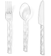 Lullaby 150PCS Clear Plastic Silverware, Clear Utensil Disposable, Heavy Duty Plastic Cutlery Set...