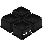 HANIHUA 4 Sets Furniture Risers 2 inch Black Bed Risers, Heavy Duty Square Stackable Bed Lifts Ri...