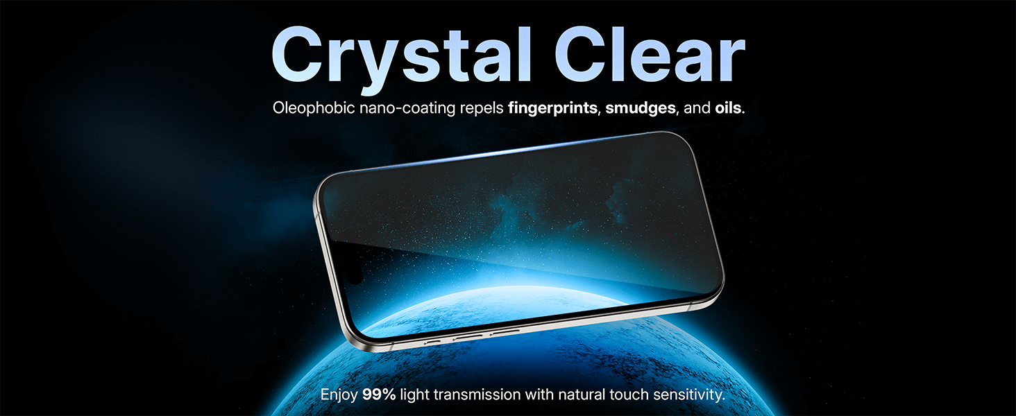 Powlexa iPhone16 screen protector 99.99% HD clear tempered glass anti-fingerprint oleophobic coating