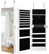 SUPER DEAL Upgraded 2in1 Jewelry Cabinet 47.3" H Wall/Door Mounted Jewelry Armoire with 6 Shelves...