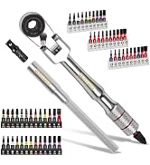 GEINXURN 60Pcs 180° Pivoting 13-Position Adjustable Angle Changeable Mini Ratchet Wrench Set with...