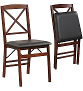 Giantex Folding Dining Chairs Set of 2, Foldable Wood Kitchen Chairs with Padded Seat, Solid Wood...