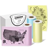 ORGBRO Yellow/Pink/Blue Self-Adhesive Thermal Paper, Sticker Paper for X3 Portable Sticker Printe...