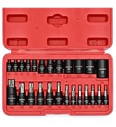 MIXPOWER 25 Piece Torx Bit Socket and Female External Socket Set, 13 Star Socket Bits (T8- T60)& ...