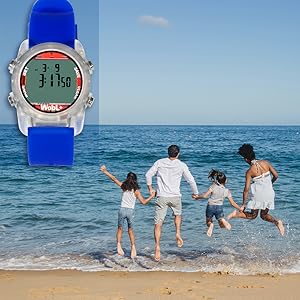 Wobl+, wobl waterproof watch, vibrating alarm reminder watch, potty watch, toilet training, blue