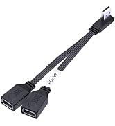LANMINGLEL Short 90 Degree PD 65W USB 2.0 Fast Charge Cord Flat USB 2.0 Male to 2 Female Cable Do...