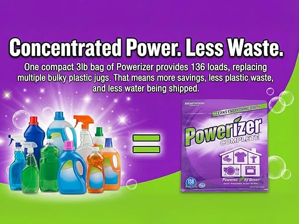 Concentrated Power. Less Waste. Our bag replaces multiple plastic jugs