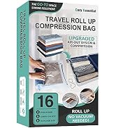 16 Travel Compression Bags Vacuum Packing, Roll Up Travel Space Saver Bags for Luggage, Cruise Sh...