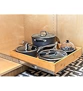 Pull Out Cabinet Drawer Organizer, Sliding Bamboo Wood Storage Rack Organization, Gliding Cupboar...