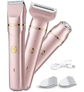 Bikini Trimmer for Women, 3-in-1 Painless Electric Razor for Women with Ceramic Blades & IPX7 Wat...