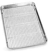 Bastwe Cookie Sheet and Cooling Rack Set, 16 inch Stainless Steel Baking Pan with a Rack, Profess...