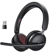 Wireless Headset with Mic for Work, One-Tap Mute & USB Dongle, Bluetooth 5.3 Headset, AI Noise Ca...