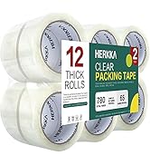 Clear Packing Tape, HERKKA 12 Rolls Heavy Duty Packaging Tape for Shipping Packaging Moving Seali...