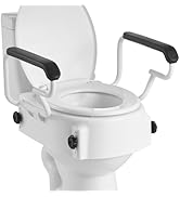 VEVOR Raised Toilet Seat with Arms, 300 lbs Load Capacity, 3-Level Adjustable Height, Widened Com...