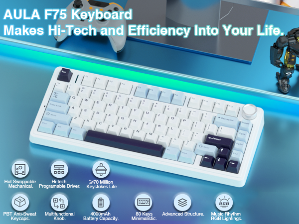 75 percent tkl mechanical gaming keyboard wireless custom keyboard compact hotswap keyboard