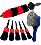 LUCKLYJONE 7Pcs Wheel & Tire Brush, car Detailing kit, 17inch Long Soft Wheel Brush 5 car wash De...