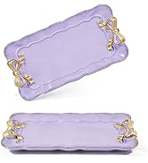 Wowagoga 2 PCS Vintage Decorative Tray Jewelry Tray Storage Tray Purple Decorative Organizer for ...