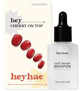 Heyhae Essentials Bundle - Semi Cured Gel Nail Strips (Hey, Cherry on Top) + Got To Go Remover [2...