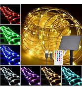 Hozplex Solar Rope Lights Outdoor Waterproof, 66Ft 200 LED String Light Fairy Solar Powered & USB...