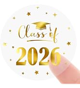 Graduation Stickers Class of 2026 Stickers 120PCS Gold Foil Sticker 1.6 Inch Transparent Graduati...
