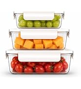 Glass Vacuum Seal Containers For Compact Vacuum Sealer, 3 Pack (S M L) | BPA-FREE Vacuum Containe...