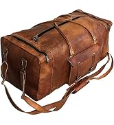 Large Leather 32 Inch Luggage Handmade Duffel Bag Carryall Weekender Travel Overnight Gym Sports ...