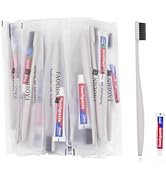 Disposable Toothbrushes with Toothpaste Pack of 60,Straw Apricot Toothbrush in bulk with 10g Toot...