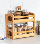 Totally Bamboo 2-Tier Spice Caddy with spices stored in kitchen