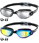 LEEIGGT 2 Pack Swim Goggles for Adults Men Women, Anti Fog & UV Protection Swimming Goggles, Adju...