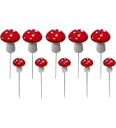 10Pcs Red Garden Stakes Mushroom Miniatures Indoor Outdoor Silhouette Fairy Garden Lawn Yard Deco...
