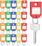 Uniclife 20 Pcs Key Tags, 5 Color Key Tags with Labels, 1.1" x 1.6" Key Labels for Keychain, Plas...