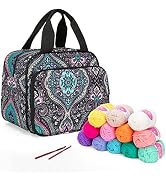 LoDrid Crochet Kit with 6 E-Books, Yarn Storage Bag with 12(50g) Colors Yarn & 2 Crochet Hooks, P...
