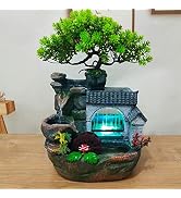 Tabletop Water Fountain, 7.9x11.8in Indoor Waterfall Fountain with Color-Changing LED & Adjustabl...