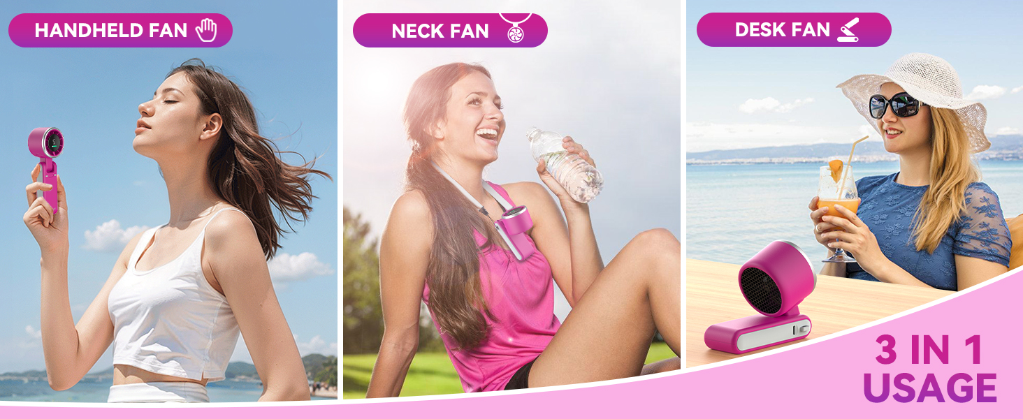 3in1 portable fans neck desk rechargeable fan hand fans fan portable summer outdoor cooling air