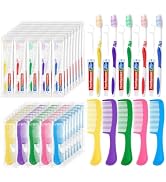 Zhjianup Travel Size Disposable Toothbrushes with Toothpaste Dental Floss Picks and Comb in Bulk,...