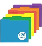 File Folder, HERKKA 120 Pack 1/3 Cut Tab File Folders, Colored File Folders Great for Organizing ...