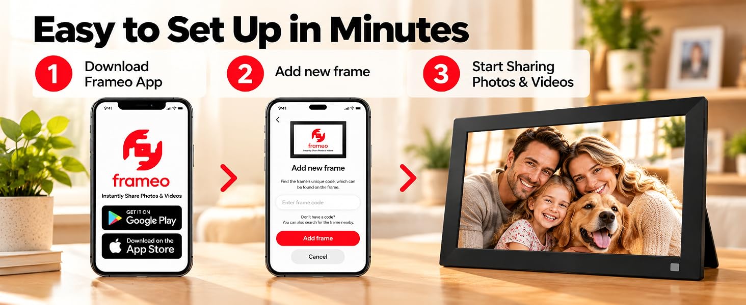 digital frame, pictures, digital frames for photos, digital picture frame with large display