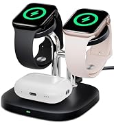 Dual Watch Charger with Fast Charging for Apple Watch, SwanScout 704A, 3-in-1 Wireless Charging S...