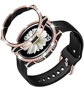 DABAOZA Compatible for Samsung Galaxy Watch 4 5 Band 40mm 44mm with Glitter Bumper Case, Women Bl...