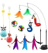 OODOSI 4-in-1 Interactive Cat Toys Set with Suction Cup Wand, Hanging Cat Toys, Fishing Pole Cat ...