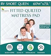 rv short queen 60x75 quilted mattress pad cover fitted sheet topper