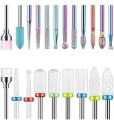 21pcs Nail Drill Bits Sets, 3/32 Inch Diamond Cuticle Electric Nail File and Ceramic Acrylic Gel ...